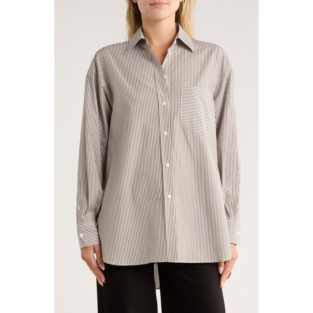 Rag & Bone Maxine Stripe Oversize Poplin Button-Up Shirt Medium/Large